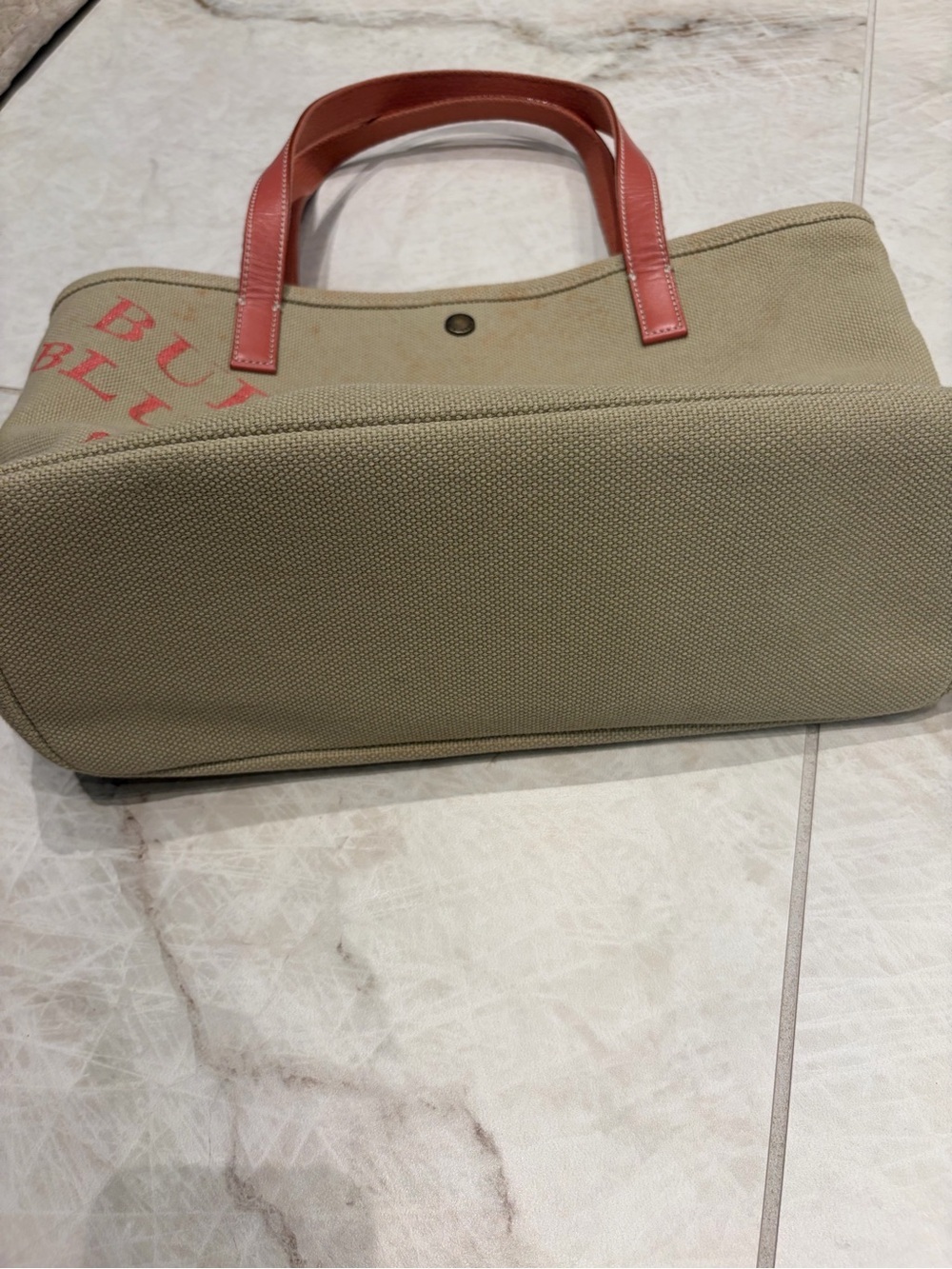 Burberry Blue Label Canvas Tote Bag Pink Logo Japan Exclusive - Picture 8 of 8